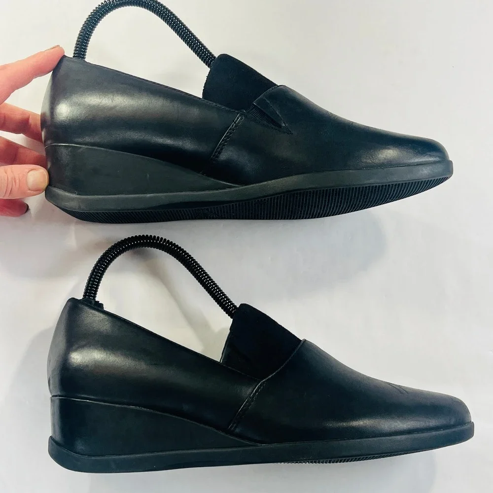 Dansko Shanda Shoes Womens 38/7.5-8‎ Black Leather Waterproof Wedge Heel Comfort - Picture 9 of 12